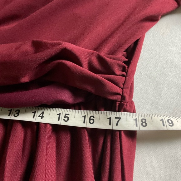 ELOQUII Burgundy Midi Dress V-Neck Long Sleeve Twist Waist Size 16 - Picture 7 of 11